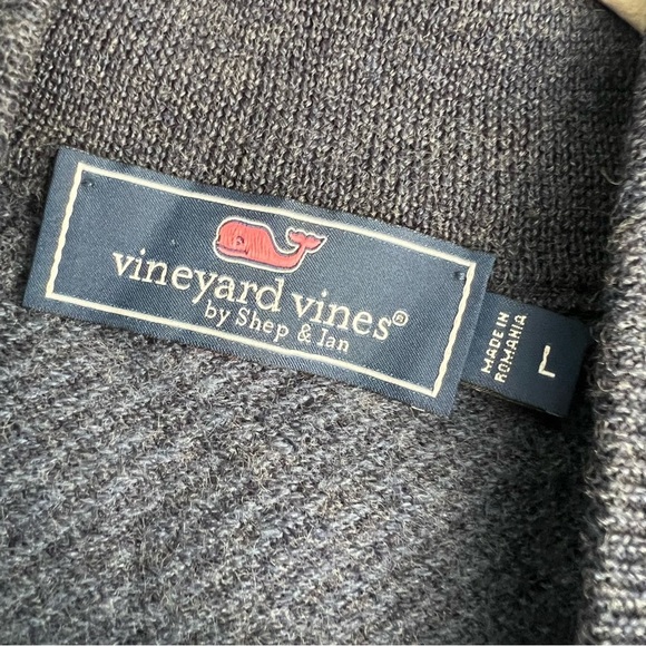 Vineyard Vines Men Size L Boathouse Tipping 1/4 Zip Merino Wool  Blue Sweater - Picture 4 of 7